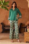 Buy_Neitri_Emerald Green Silk Organza, Handloom Cotton Harini Kurta And Brocade Pant Set _at_Aza_Fashions