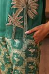 Buy_Neitri_Emerald Green Silk Organza, Handloom Cotton Harini Kurta And Brocade Pant Set _Online_at_Aza_Fashions