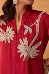Buy_Neitri_Maroon Silk Embroidery Split V-neck Padmika Georgette Kurta And Pant Set 