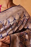 Neitri_Navy Brocade, Silk Zari Primrose Banarasi Floral And Geometric Saree _Online_at_Aza_Fashions