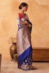 Shop_Neitri_Blue Silk, Brocade Zari Azalea Banarasi Floral Woven Saree _at_Aza_Fashions