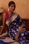 Buy_Neitri_Blue Silk, Brocade Zari Azalea Banarasi Floral Woven Saree _Online_at_Aza_Fashions