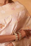 Neitri_Ivory Brocade Zari, Embroidery Jasmine Banarasi Silk Floral Woven Saree _Online_at_Aza_Fashions