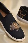 Shop_Around Always_Black Meru Bee Embroidered Slip-on Shoes _at_Aza_Fashions