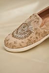 Around Always_Beige Sultan Peacock Embroidered Slip-on Shoes _Online_at_Aza_Fashions