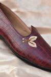 Around Always_Burgundy Veer Croc Textured Juttis _Online_at_Aza_Fashions