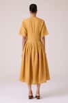 Shop_The Summer House_Mustard Linen V-neck Selene Dress _at_Aza_Fashions