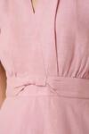 Shop_The Summer House_Pink Linen V-neck Miyake Rose Dress 
