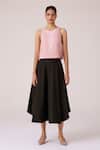 The Summer House_Pink Linen Embroidery Round Neck Evora Rose Top _Online_at_Aza_Fashions