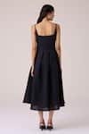 Shop_The Summer House_Black Linen, Cotton Square Neck Eos Midi Dress _at_Aza_Fashions