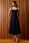 Buy_The Summer House_Black Linen, Cotton Square Neck Eos Midi Dress _at_Aza_Fashions