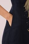Buy_The Summer House_Black Linen, Cotton, Chanderi Embroidery Boat Neck Astra Maxi Dress _Online_at_Aza_Fashions