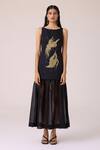 Buy_The Summer House_Black Linen, Cotton, Chanderi Embroidery Boat Neck Astra Maxi Dress _Online