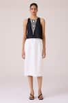 The Summer House_Black Linen, Cotton Embroidery Round Neck Evora Top _Online_at_Aza_Fashions