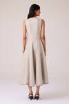 Shop_The Summer House_Beige Linen Embroidery Round Neck Helios Dress _at_Aza_Fashions