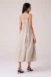 Shop_The Summer House_Beige Linen Embroidery Bandeau Neck Suhjan Dress _at_Aza_Fashions