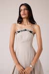 The Summer House_Beige Linen Embroidery Bandeau Neck Suhjan Dress _at_Aza_Fashions