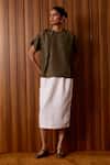 Buy_The Summer House_Olive Green Silk Round Neck Pam Top 