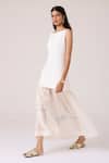 Buy_The Summer House_Off White Cotton, Chanderi Embroidery Boat Neck Astra Maxi Dress _Online_at_Aza_Fashions