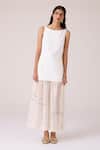 Shop_The Summer House_Off White Cotton, Chanderi Embroidery Boat Neck Astra Maxi Dress _Online_at_Aza_Fashions