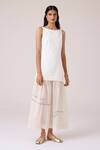 Buy_The Summer House_Off White Cotton, Chanderi Embroidery Boat Neck Astra Maxi Dress 