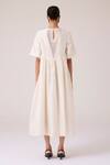 Shop_The Summer House_Off White Chanderi Embroidery Round Neck Callisto Handwoven Dress _at_Aza_Fashions