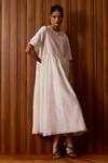 Buy_The Summer House_Off White Chanderi Embroidery Round Neck Callisto Handwoven Dress _at_Aza_Fashions