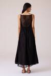 Shop_The Summer House_Black Chanderi Embroidery Square Neck Vespera Handwoven Dress _at_Aza_Fashions