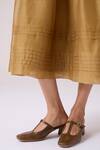 The Summer House_Yellow Chanderi V-neck Aelia Handwoven Dress _Online_at_Aza_Fashions
