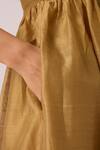 Buy_The Summer House_Yellow Chanderi V-neck Aelia Handwoven Dress _Online_at_Aza_Fashions