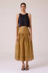 Buy_The Summer House_Yellow Chanderi Tereza Handwoven Wrap Skirt _at_Aza_Fashions