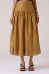 Shop_The Summer House_Yellow Chanderi Tereza Handwoven Wrap Skirt _at_Aza_Fashions