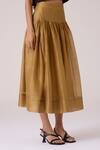 The Summer House_Yellow Chanderi Tereza Handwoven Wrap Skirt _Online_at_Aza_Fashions