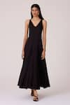 Buy_The Summer House_Black Cambric V-neck Aurora Panelled Dress _at_Aza_Fashions