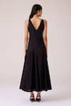 Shop_The Summer House_Black Cambric V-neck Aurora Panelled Dress _at_Aza_Fashions