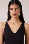 Buy_The Summer House_Black Cambric V-neck Aurora Panelled Dress 