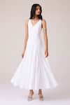 Shop_The Summer House_White Cambric, Cotton V-neck Aurora Panelled Dress _Online_at_Aza_Fashions