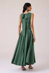 Shop_The Summer House_Green Cotton V-neck Rhea Halter Dress_at_Aza_Fashions