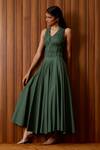 Shop_The Summer House_Green Cotton V-neck Rhea Halter Dress