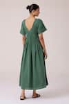 Shop_The Summer House_Green Voile, Cotton Round Neck Selara Midi Dress _at_Aza_Fashions