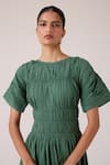 Buy_The Summer House_Green Voile, Cotton Round Neck Selara Midi Dress 