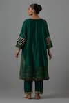 Shop_Priya Chaudhary_Green Chanderi Embroidery V-neck A-line Kurta And Pant Set _at_Aza_Fashions