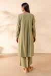 Shop_OurDve_Green Cotton Embroidery, Tassels Keyhole Neck Honeydew Striped Kurta _at_Aza_Fashions