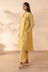 OurDve Yellow Cotton Embroidery, Tassels Round Neck Honeydew Striped Kurta And Pant Set Online at Aza Fashions OurDve_Yellow Cotton Embroidery, Tassels Round Neck Honeydew Striped Kurta And Pant Set _Online_at_Aza_Fashions