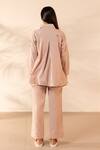 Shop_OurDve_Beige Cotton Embroidery Collared Apricot Floral Shirt And Pant Set _at_Aza_Fashions