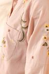 Buy_OurDve_Beige Cotton Embroidery Collared Apricot Floral Shirt And Pant Set 