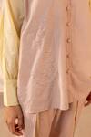 Shop_Ourdve_Pink Cotton Embroidery Collared Breeze Colorblock Shirt _Online_at_Aza_Fashions