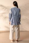 Buy_Ourdve_Beige Cotton Embroidery Collared Breeze Colorblock Shirt And Pant Set 