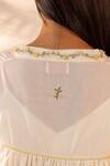 Buy_Ourdve_Off White Cotton Embroidery V-neck Ivoey Gathered Dress 