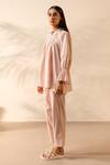 Ourdve_Pink Cotton Embroidery, Smocking Collared Zesty And Scallop Detail Top With Pant _Online_at_Aza_Fashions